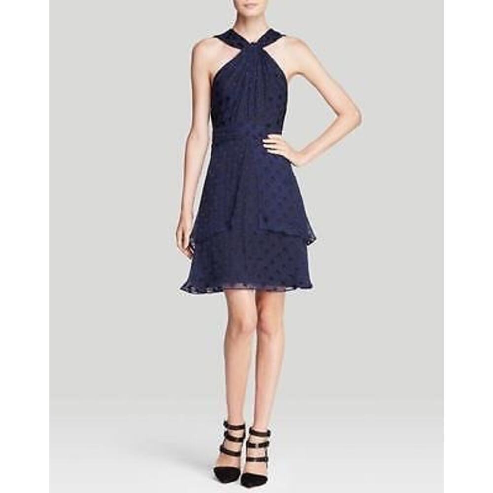 NEW Diane von Furstenberg Silk Chiffon Star Sleeveless Ruffle Mini Dress Size 2